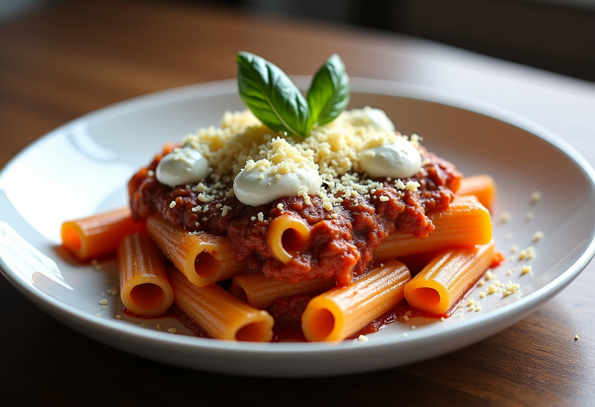 Delicious Baked Ziti with Meat Sauce recipe ready to serve