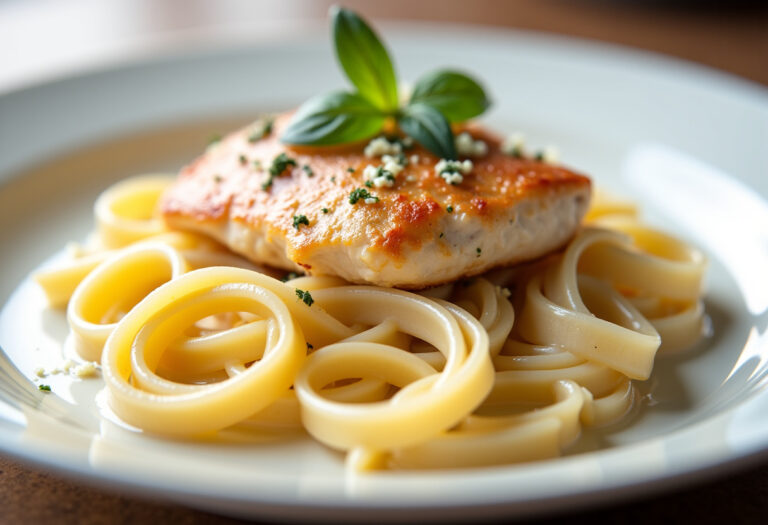 Delicious Creamy Parmesan Pasta with Sautéed Garlic Butter Chicken recipe - step by step cooking guide