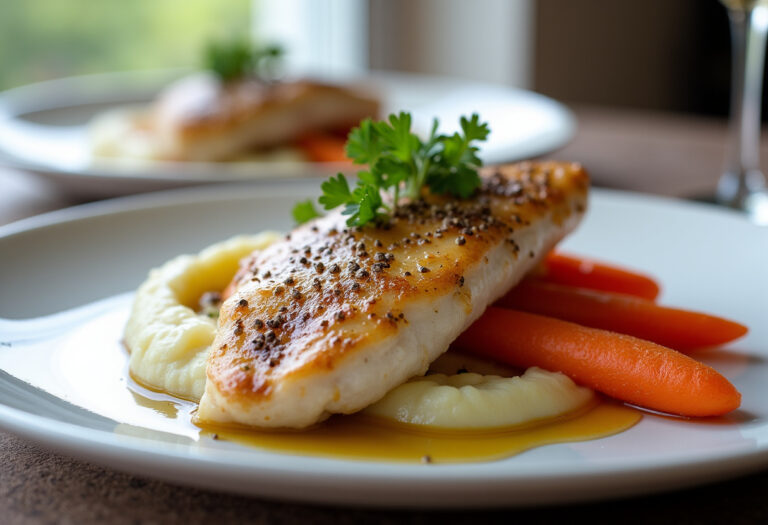 Delicious Garlic Herb Chicken with Creamy Mash & Roasted Carrots recipe - step by step cooking guide