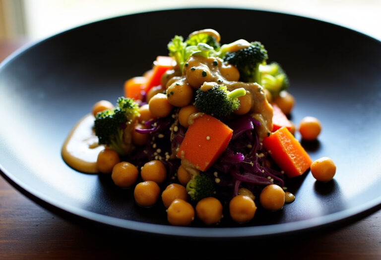 Delicious Roasted Veggie & Chickpea Bowls with Maple Dijon Tahini Dressing recipe - step by step cooking guide