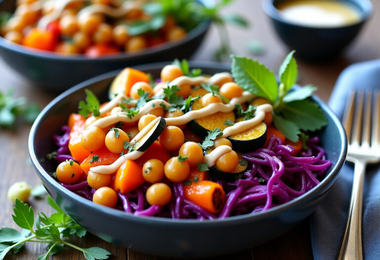 Delicious Roasted Veggie & Chickpea Bowls with Maple Dijon Tahini Dressing recipe - step by step cooking guide