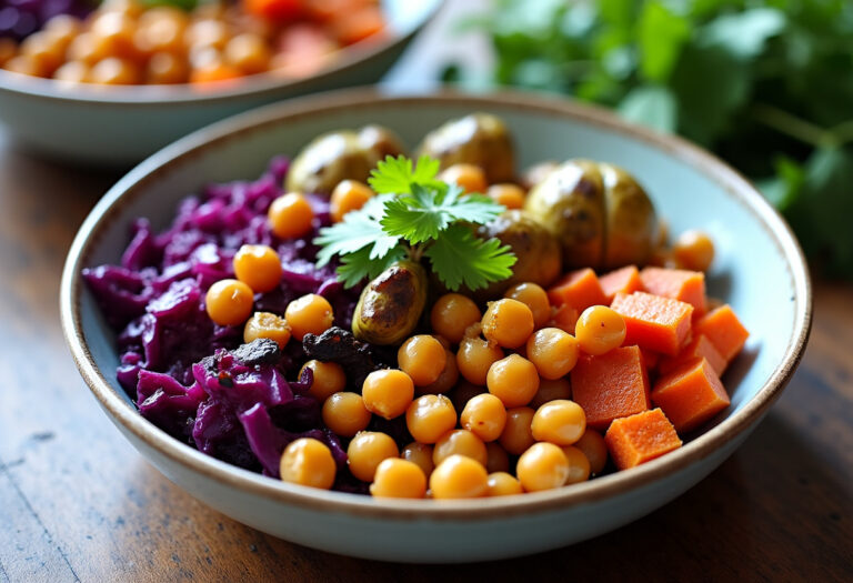 Delicious Roasted Veggie & Chickpea Bowls with Maple Dijon Tahini Dressing recipe - step by step cooking guide