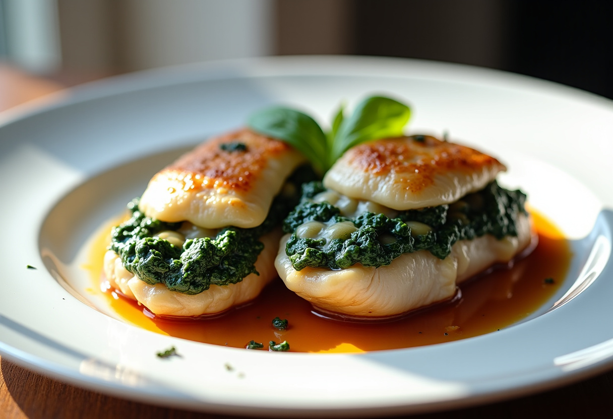 Delicious Spinach Stuffed Chicken recipe ready to serve