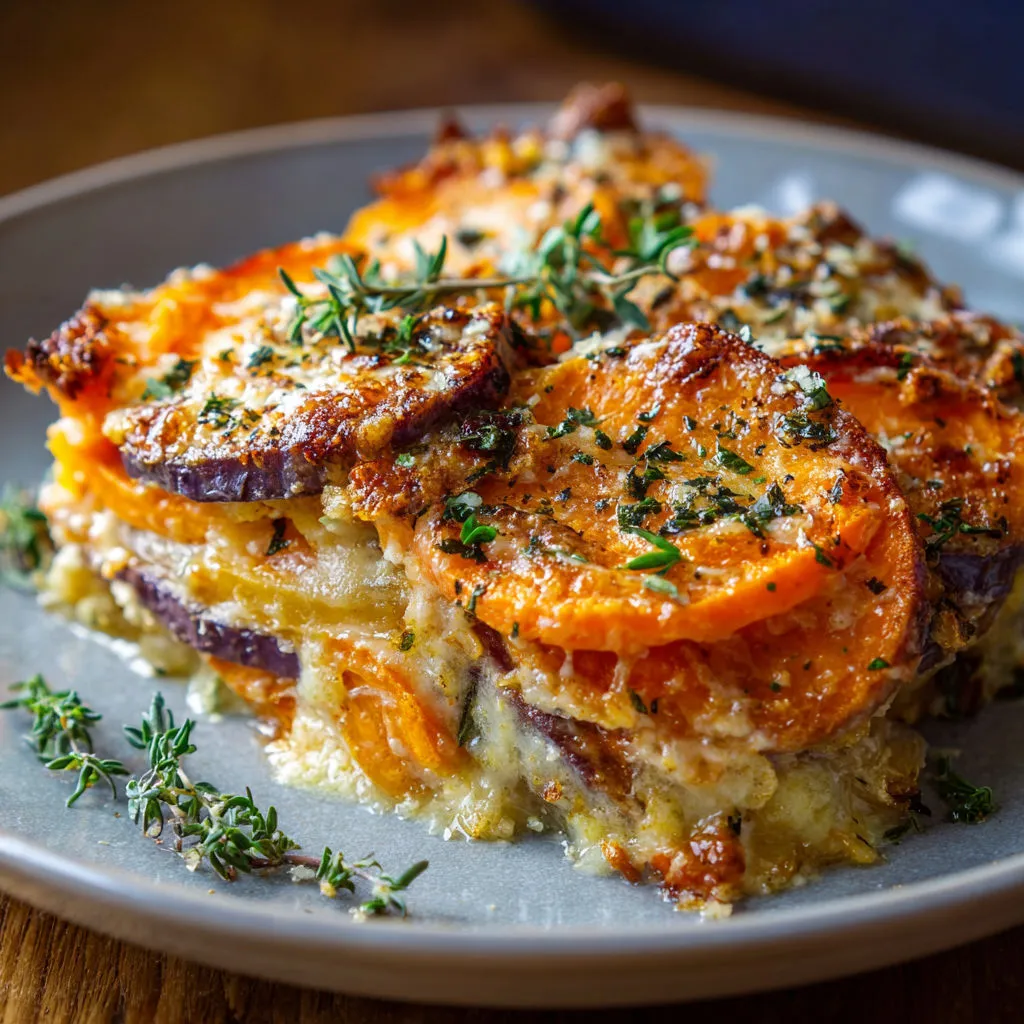 Cheesy Sweet Potato Gratin Recipe - Perfect Holiday Side Dish