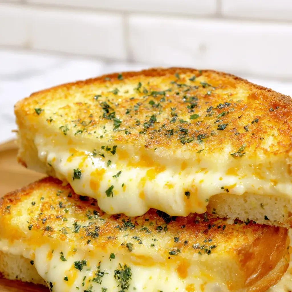 Cheesy Garlic Bread Grilled Cheese Sandwich