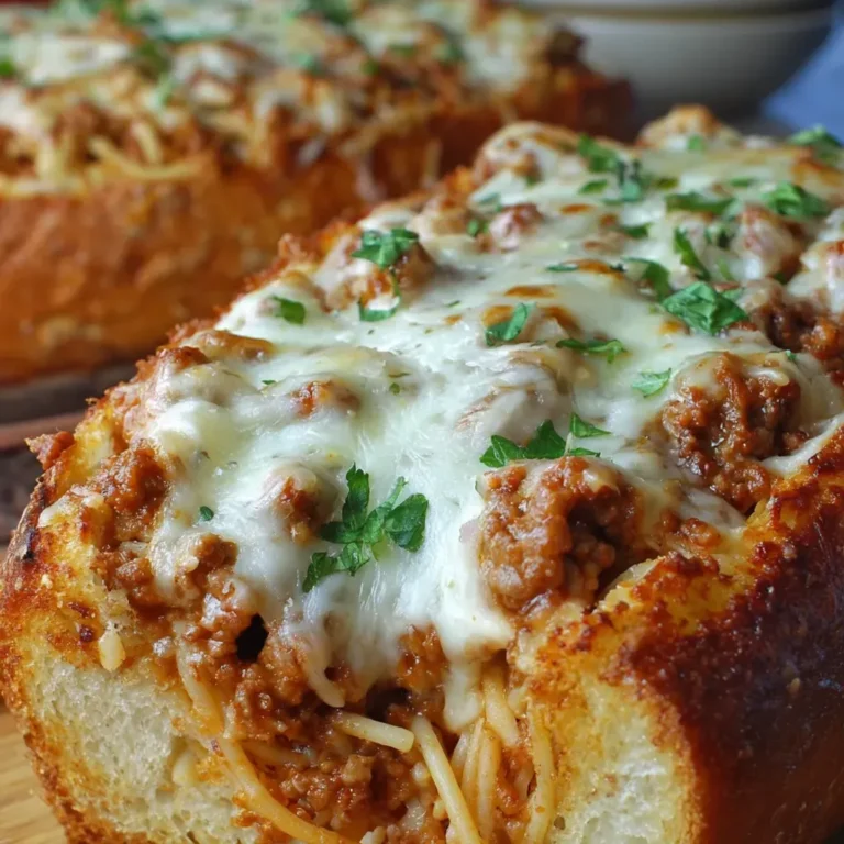 Cheesy Spaghetti Stuffed Garlic Bread Recipe