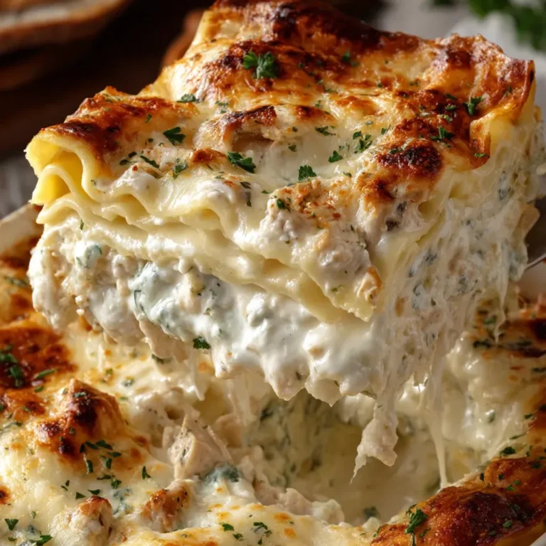 Creamy Chicken Alfredo Lasagna with Mozzarella - 8 Words