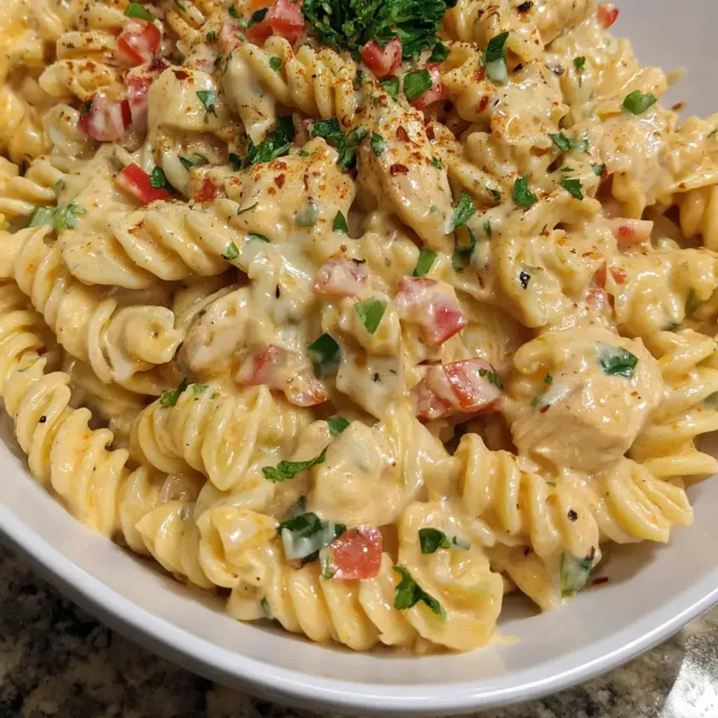 Creamy Rotel Chicken Pasta Casserole