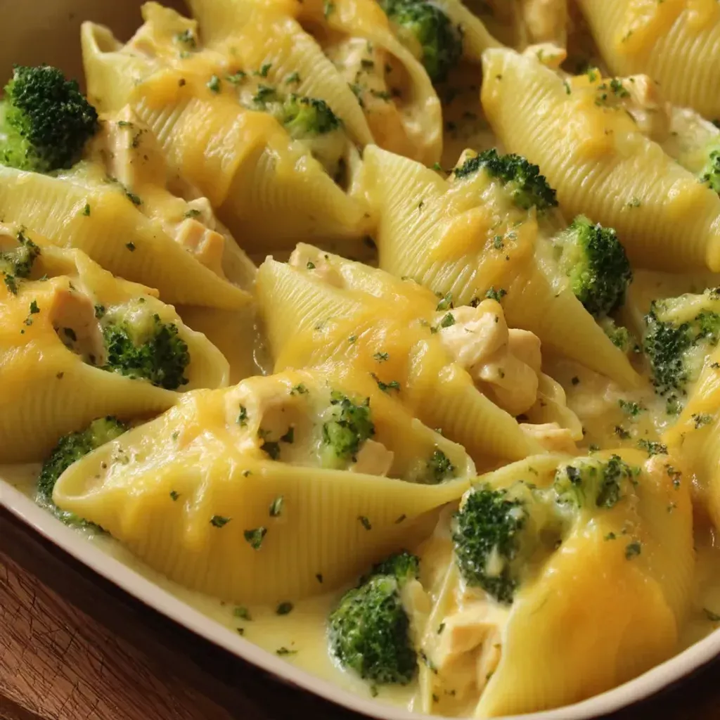 Delicious Cheesy Chicken Broccoli Stuffed Shells Recipe
