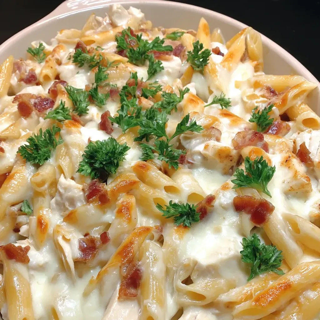 Delicious Chicken Bacon Ranch Pasta Bake