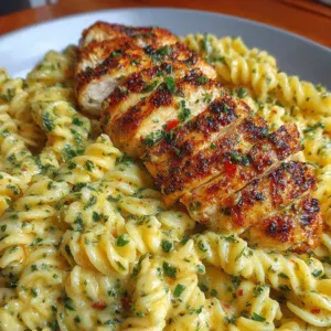 Garlic Parmesan Chicken with Cheesy Twisted Pasta
