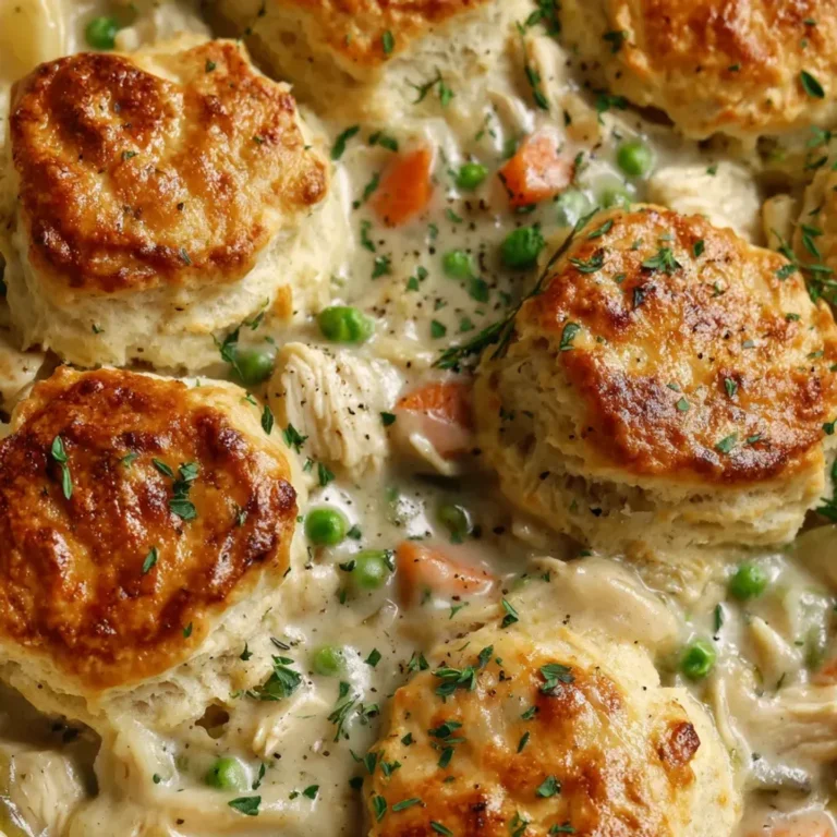 Homemade Chicken Pot Pie with Flaky Biscuits