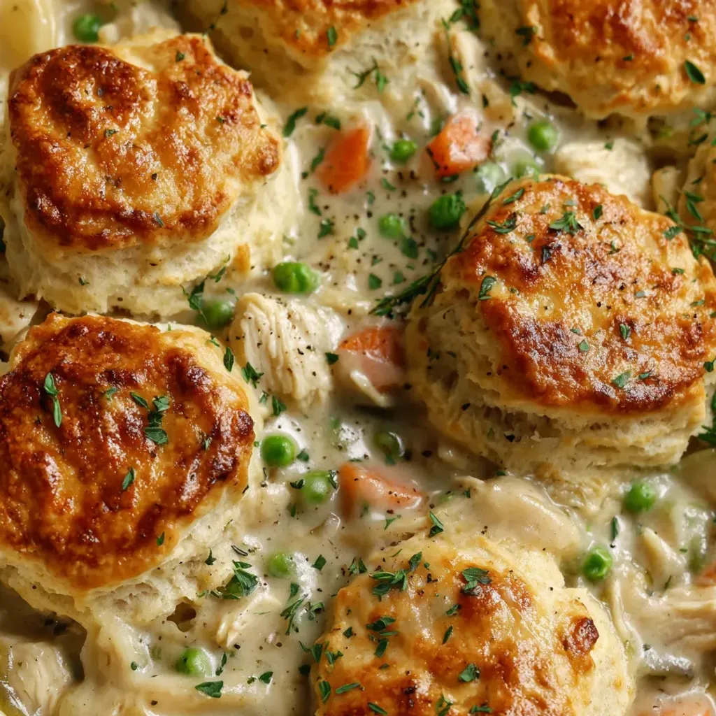 Homemade Chicken Pot Pie with Flaky Biscuits
