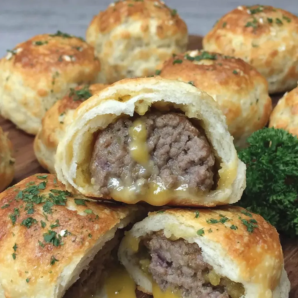 Irresistible Cheeseburger Stuffed Biscuit Bombs