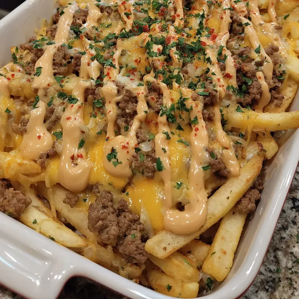 Ultimate Cheesy French Fry Cheeseburger Casserole