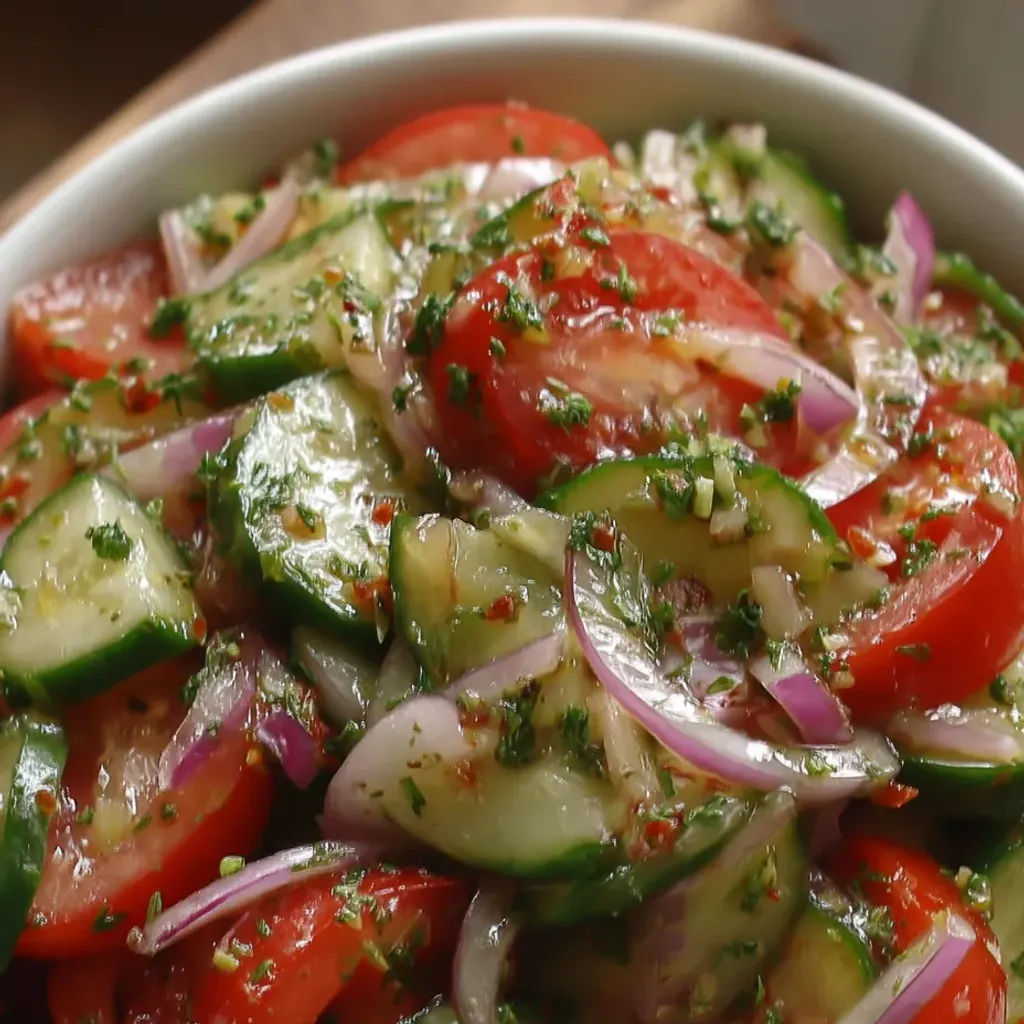Zesty Marinated Cucumber Tomato Onion Salad