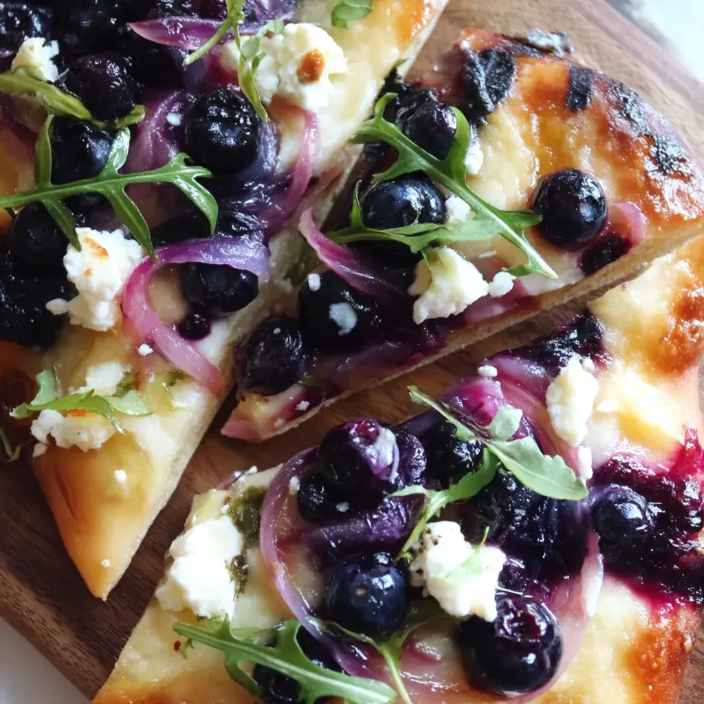 Blueberry Feta Naan Pizza with Honey-Caramelized Onions