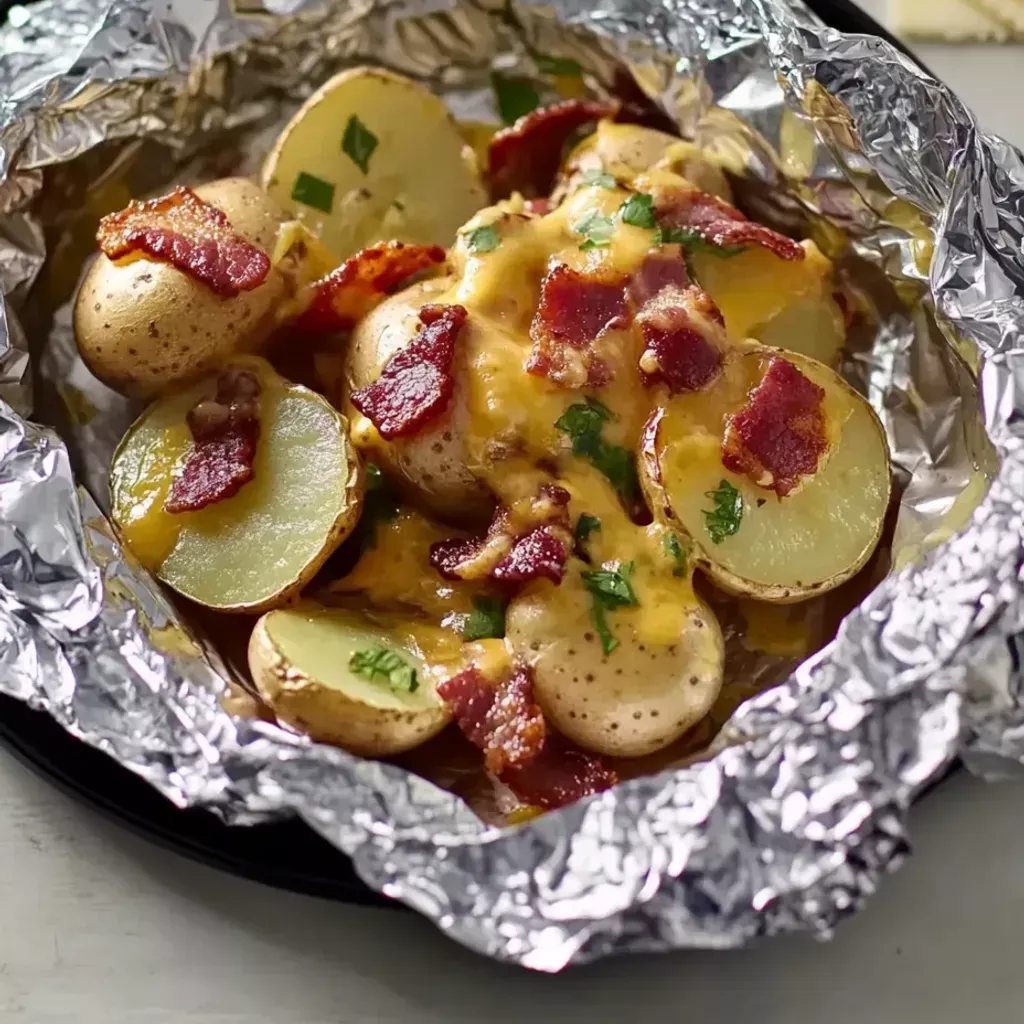 Cheesy Bacon Ranch Potato Foil Packets - Delicious Campfire Recipe