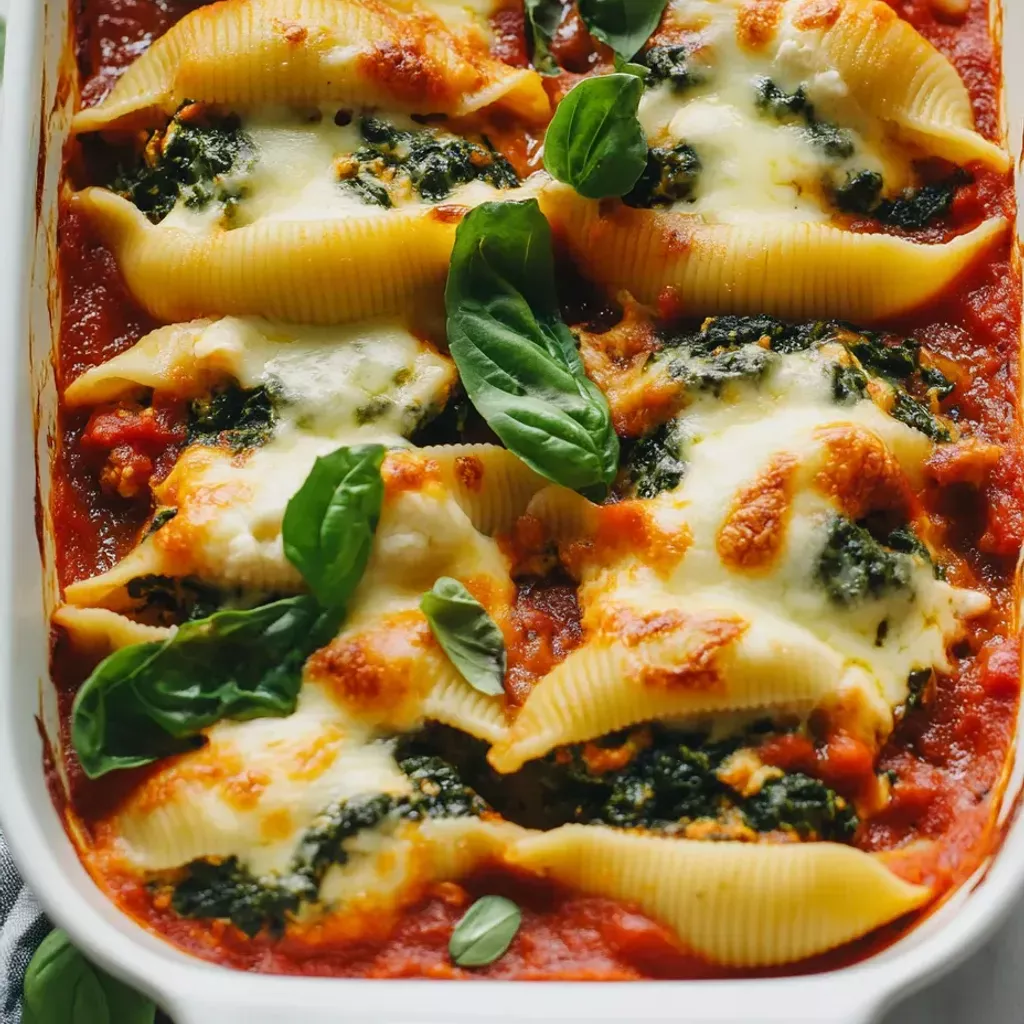Cheesy Spinach Ricotta Stuffed Shells - Easy Recipe