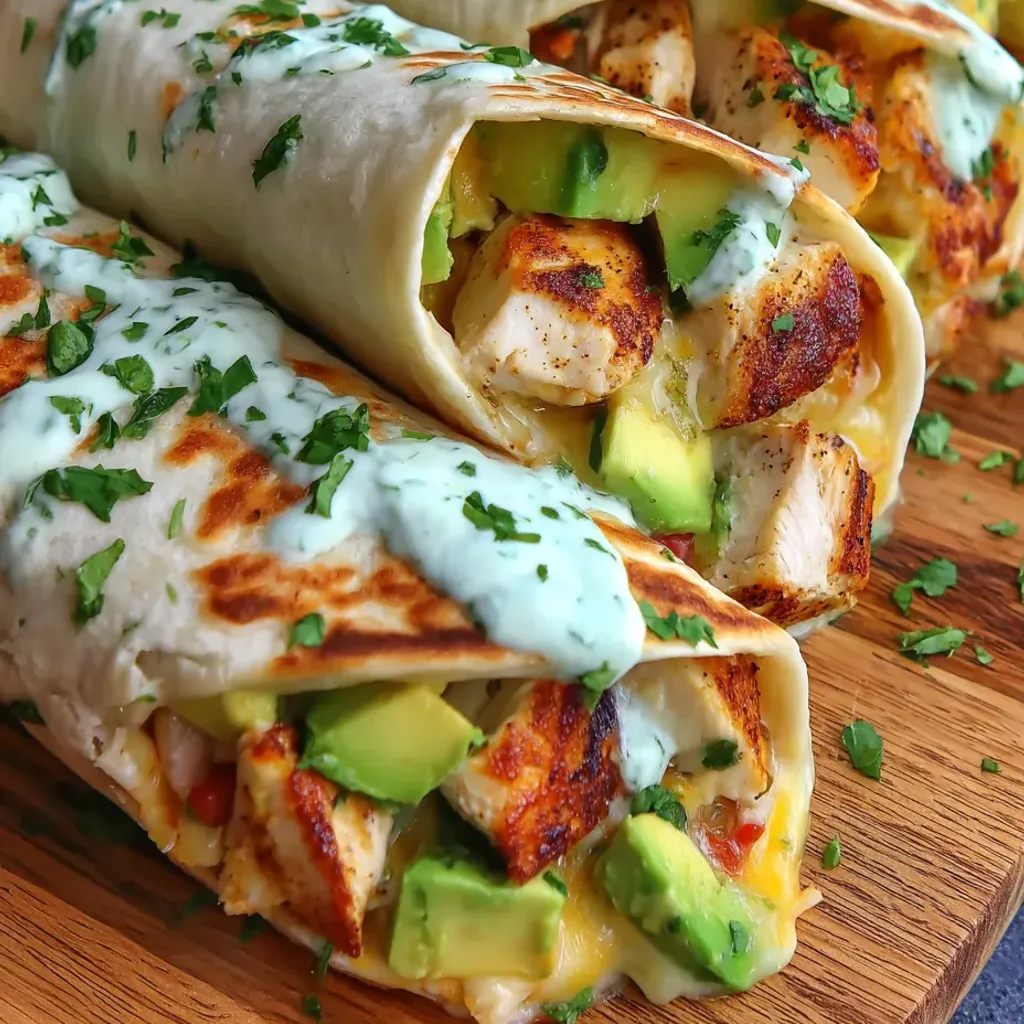 Creamy Avocado Ranch Chicken Burritos