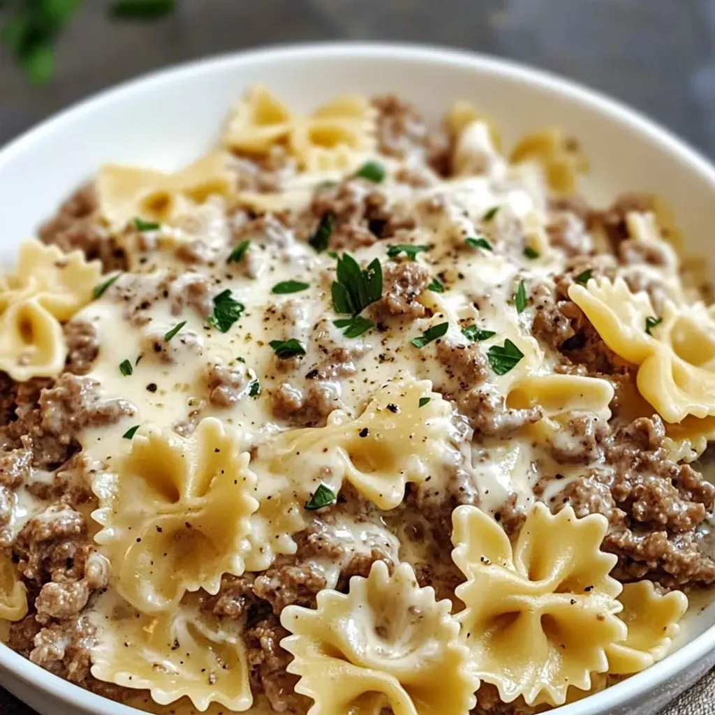 Creamy Beef Bowtie Pasta: Delicious Alfredo Recipe