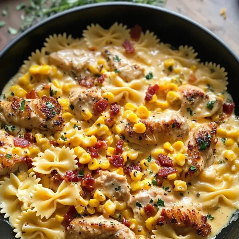 Creamy Chicken Corn Pasta: Delicious Bacon Twist