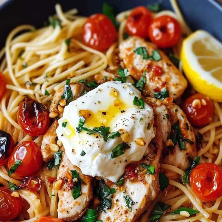 Creamy Chicken Spaghetti with Burrata