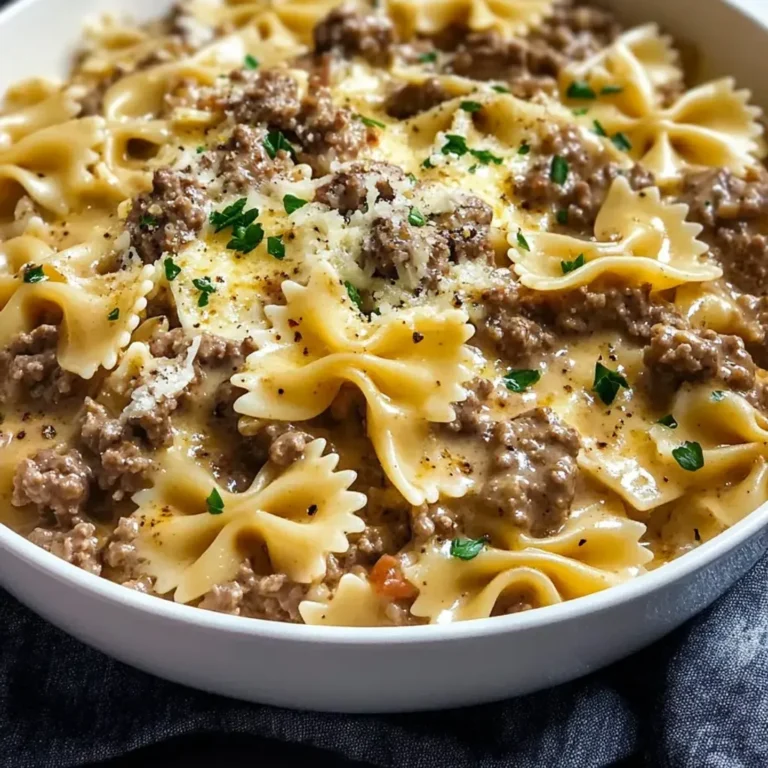 Creamy Parmesan Beef Pasta: Garlic Bowtie Recipe