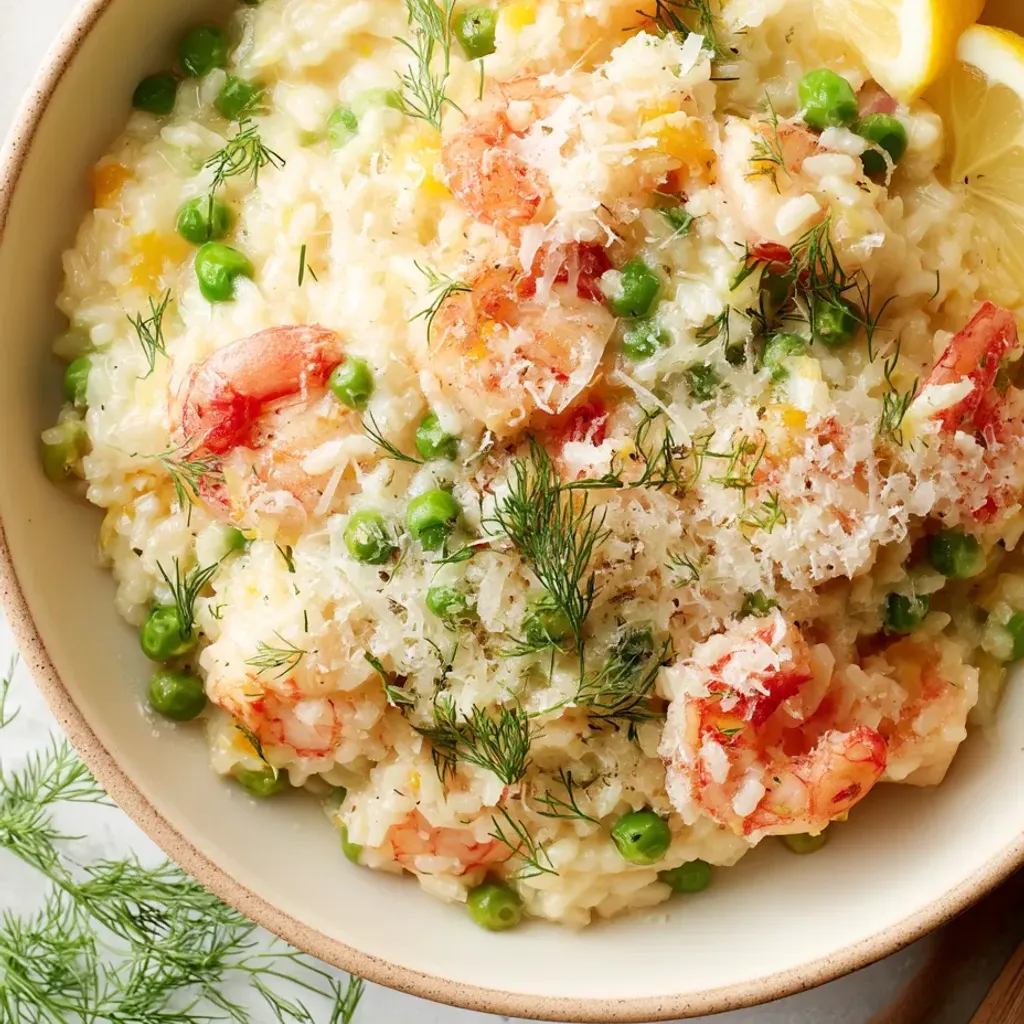 Creamy Shrimp Risotto Recipe with Fresh Peas