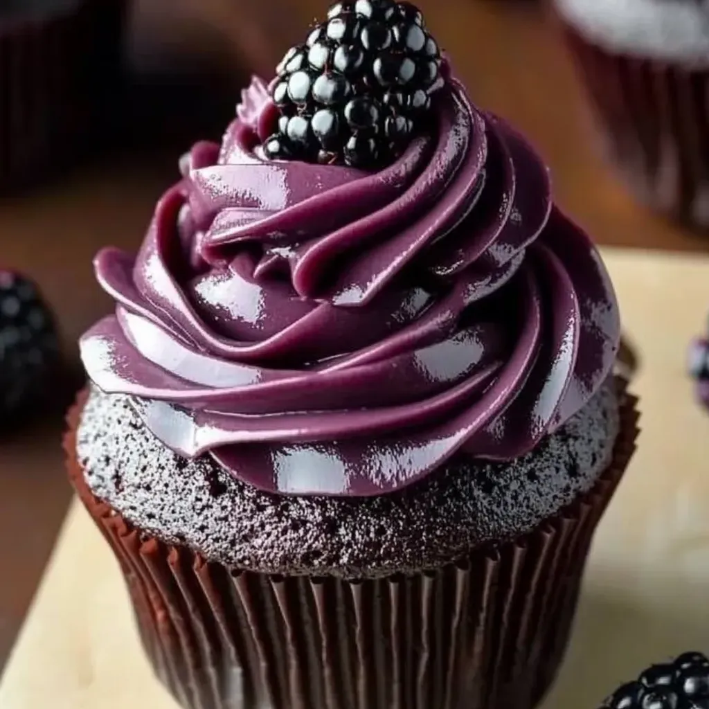 Decadent Blackberry Cupcakes with Dark Chocolate Frosting