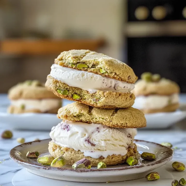 Decadent Pistachio Ice Cream Cookie Sandwiches