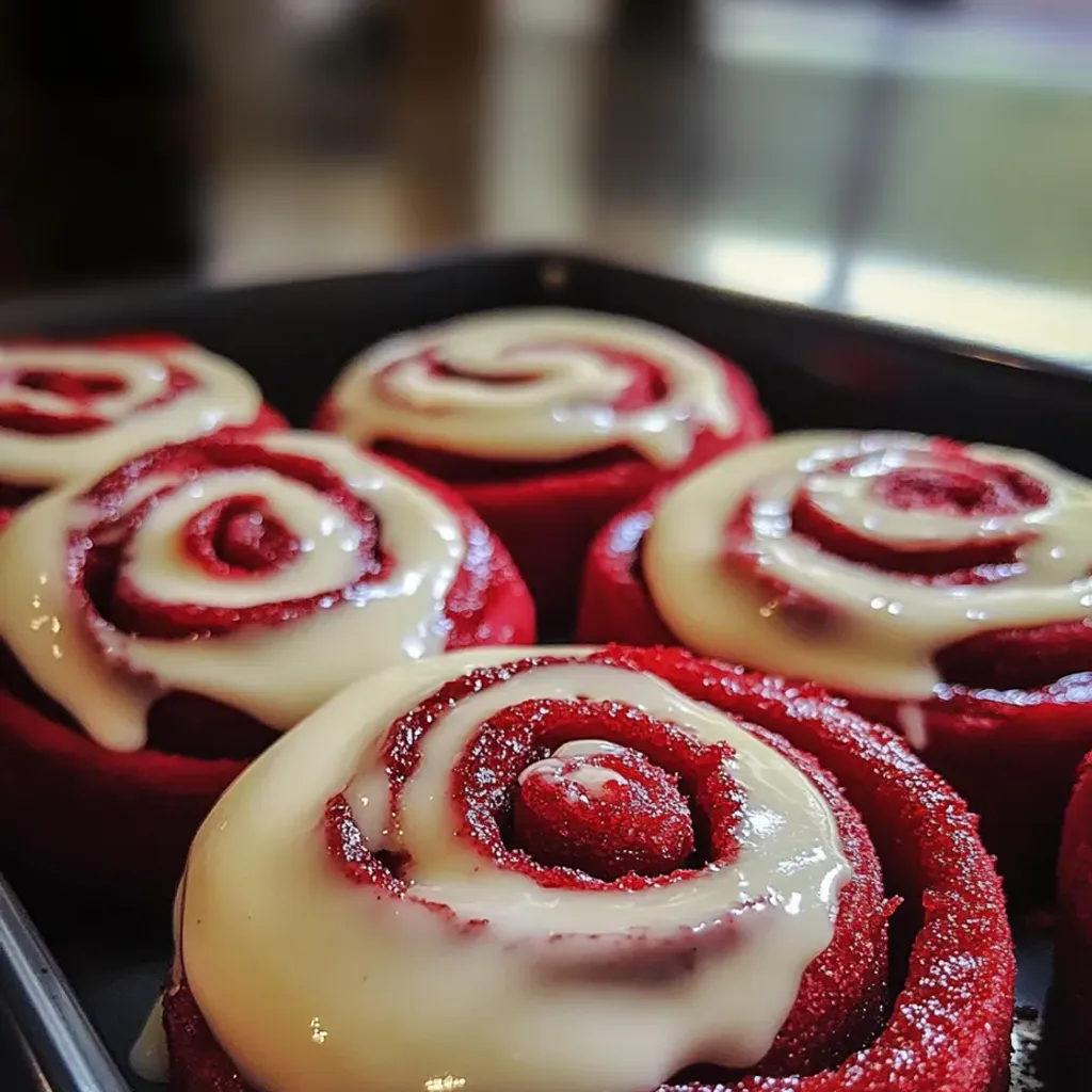 Decadent Red Velvet Cinnamon Rolls with Cream Cheese Frosting