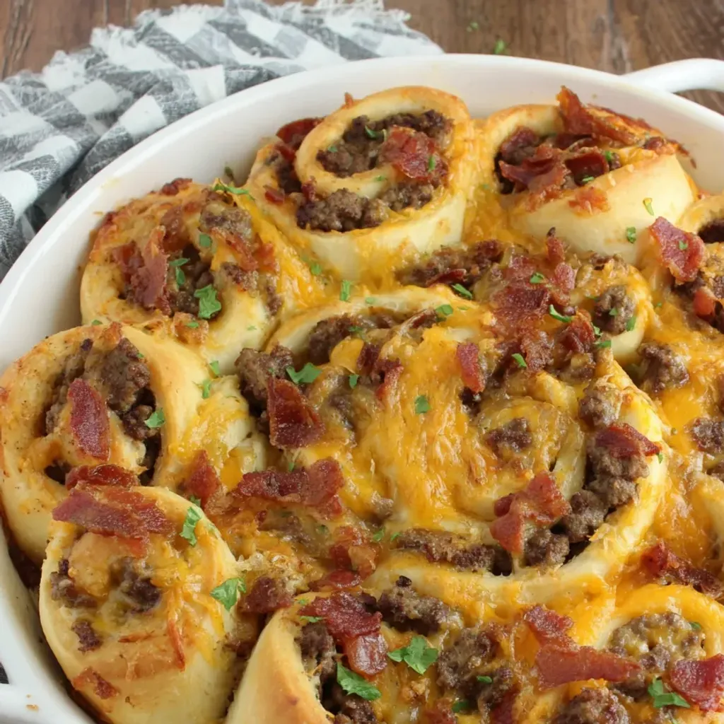 Delicious Bacon Cheeseburger Pizza Pinwheels