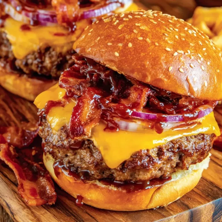 Delicious BBQ Burgers with Grilled Onions and Cheese