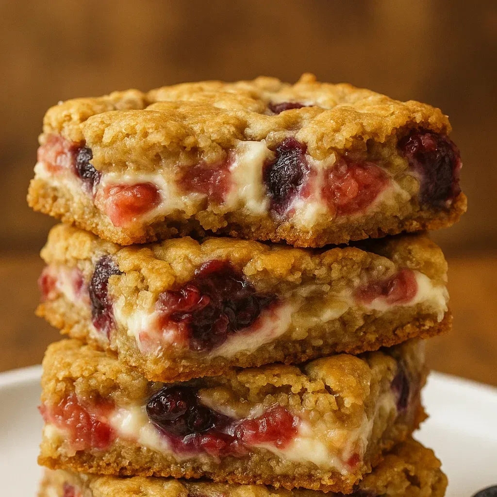 Delicious Berry Oatmeal Cheesecake Bars Recipe