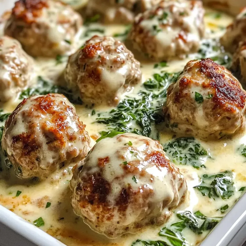 Delicious Southern Baked Chicken Ricotta Meatballs with Spinach Alfredo