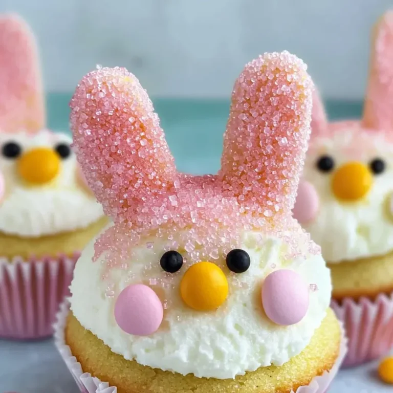 Festive Easter Cupcakes with Bunny and Chick Decorations