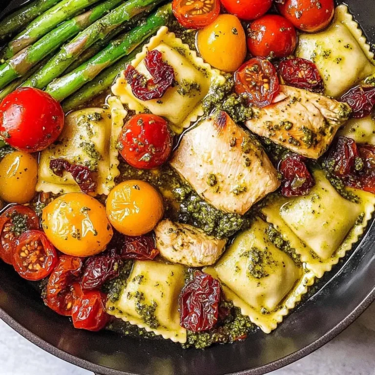 Homemade Chicken Ravioli with Pesto and Vegetables