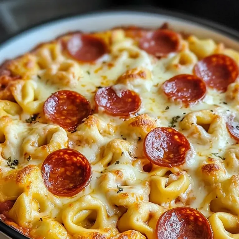 Pepperoni Pizza Casserole with Cheese Tortellini