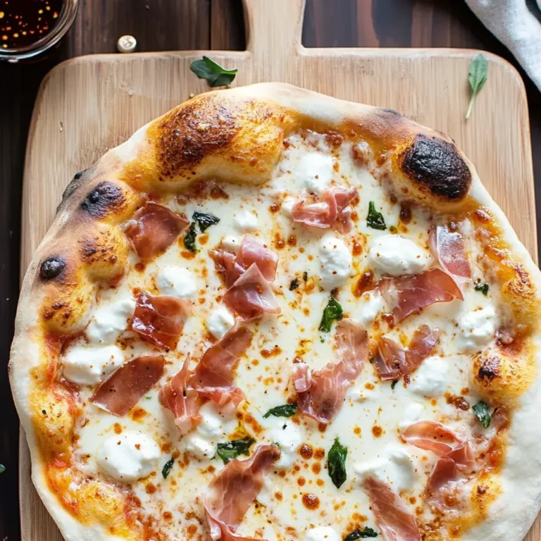 Prosciutto White Pizza with Hot Honey Drizzle