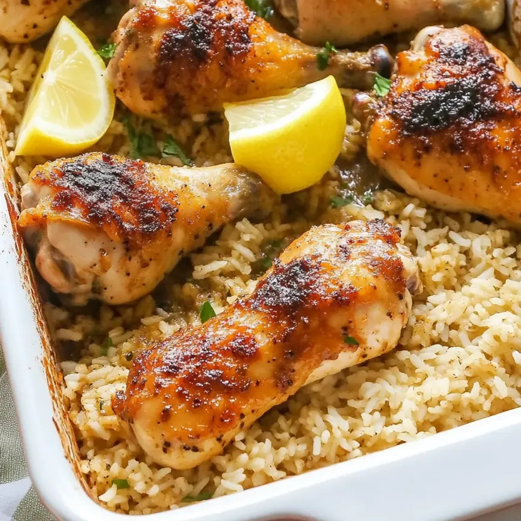 Savory Baked Chicken Legs with Rice
