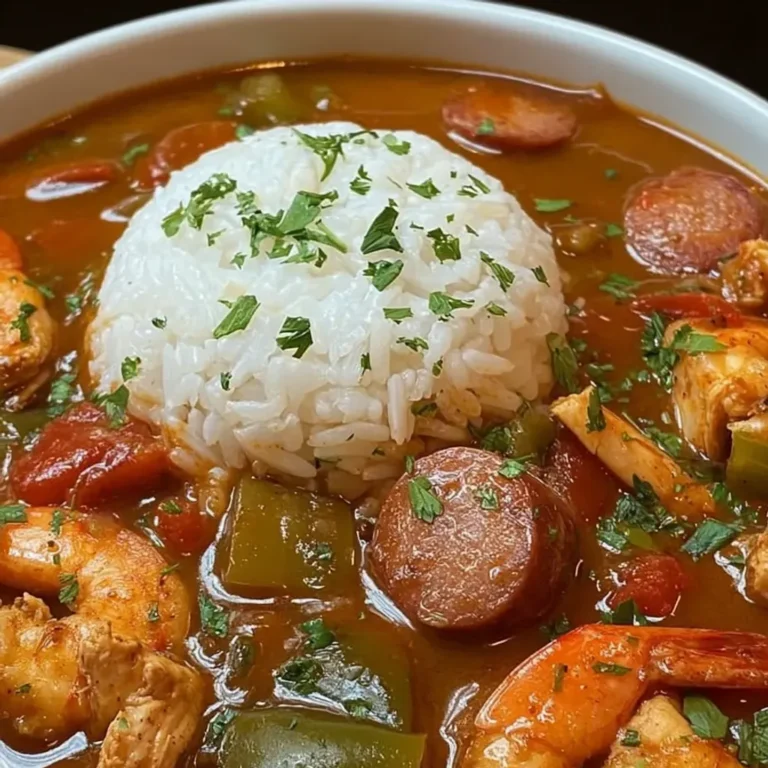 Savory Chicken Shrimp Sausage Gumbo Recipe