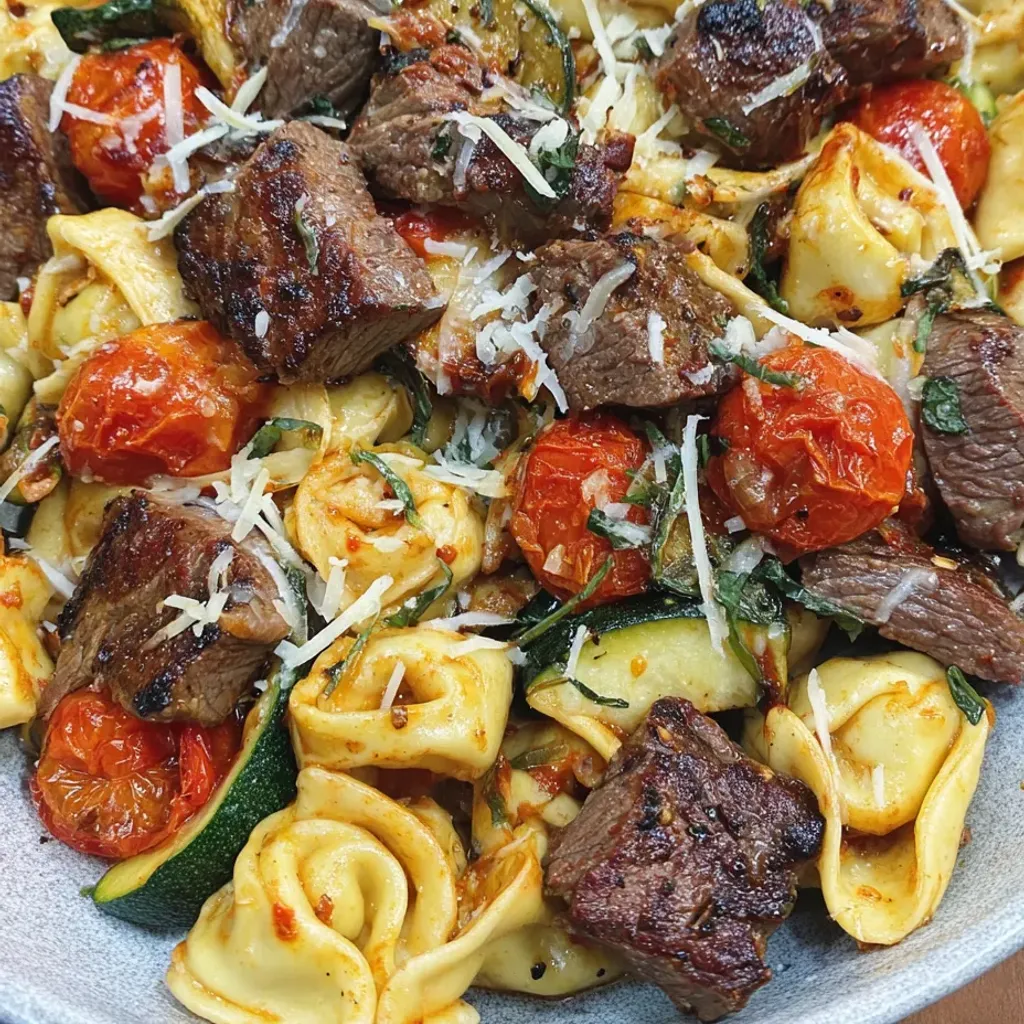 Savory Garlic Parmesan Steak Tortellini Recipe