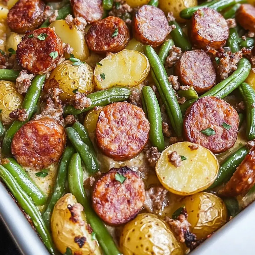 Savory Sausage Green Bean Potato Bake