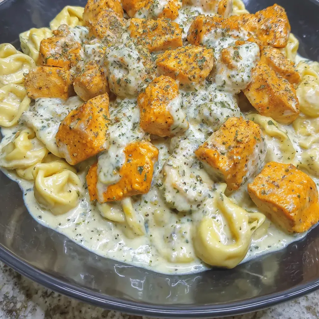 Spicy Buffalo Chicken Tortellini in Creamy Alfredo Sauce