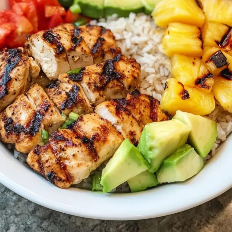 Tropical Grilled Chicken Pineapple Bowls with Coconut Rice